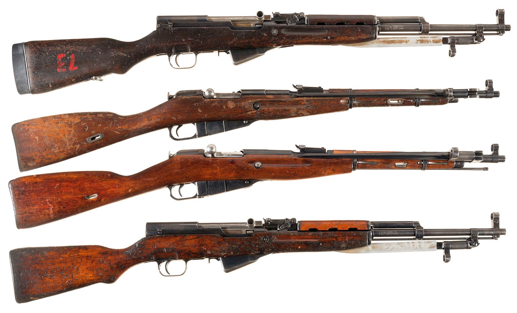 Lot 475: Two Nagant M44 Carbines and Two SKS RiflesLot 475: Two Nagant M44 Carbines and Two SKS Rifles