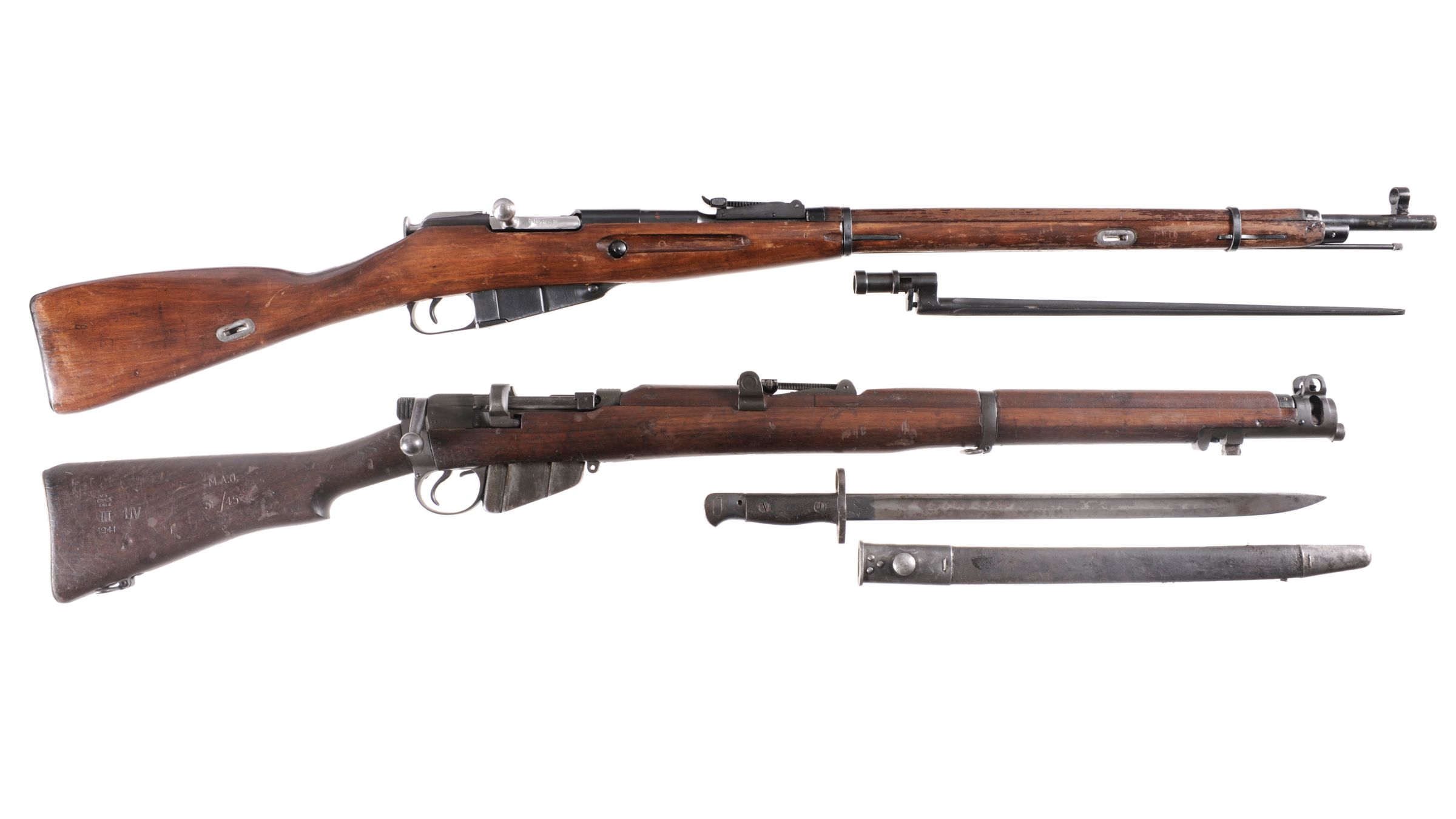 Two Military Bolt Action Rifles With Bayonets   400 