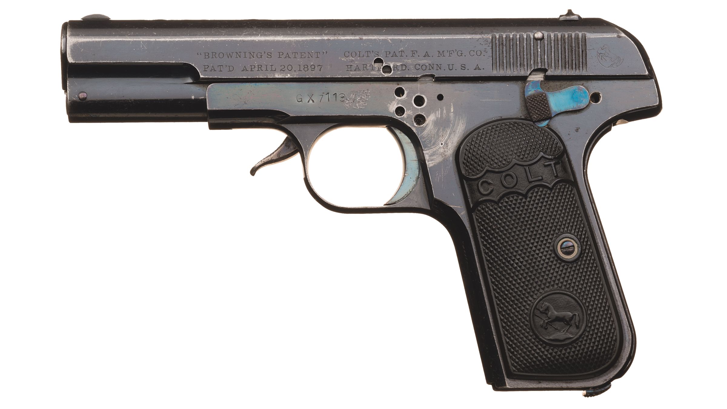 Experimental Colt M1903 Hammerless Pistol With Cocking Lever